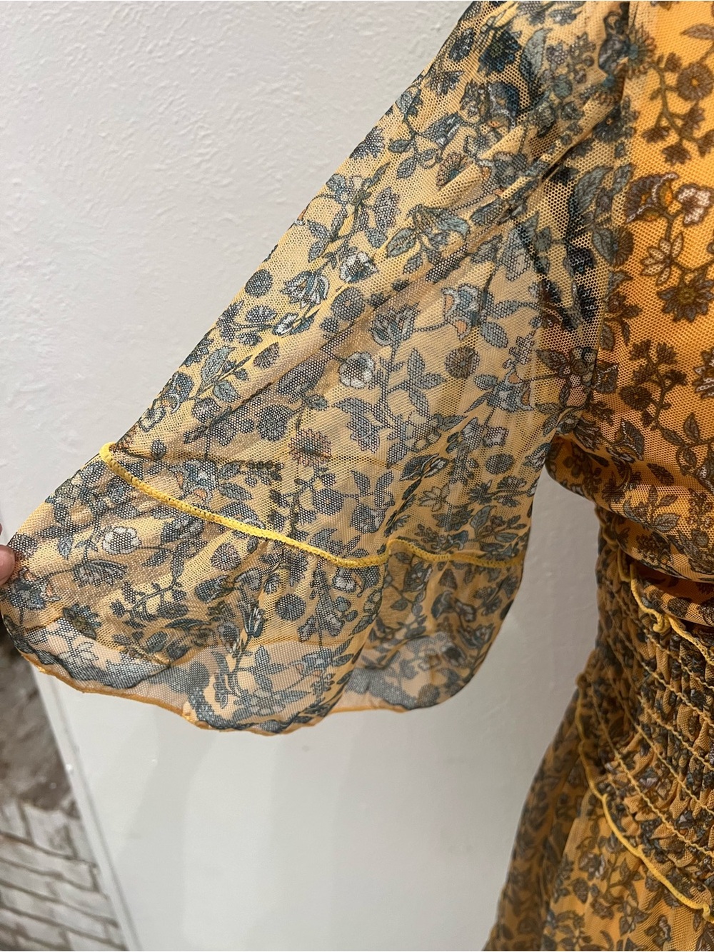 Max Studio Mustard Floral Midi Dress - Picture 7 of 8